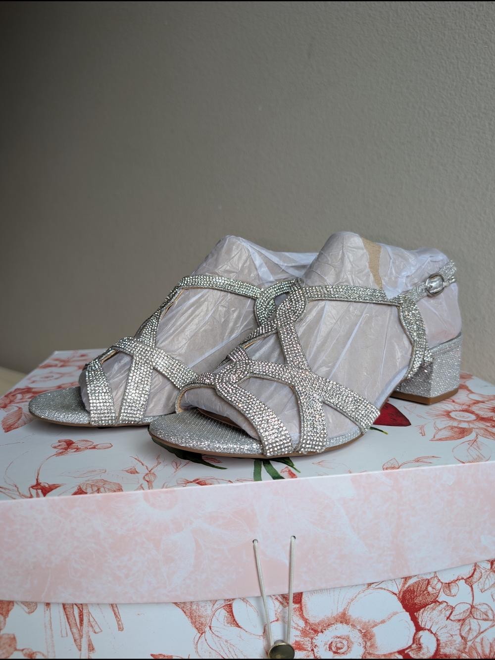Alex Marie Crennan Rhinestone Strappy Block Heels  Women's Size 9